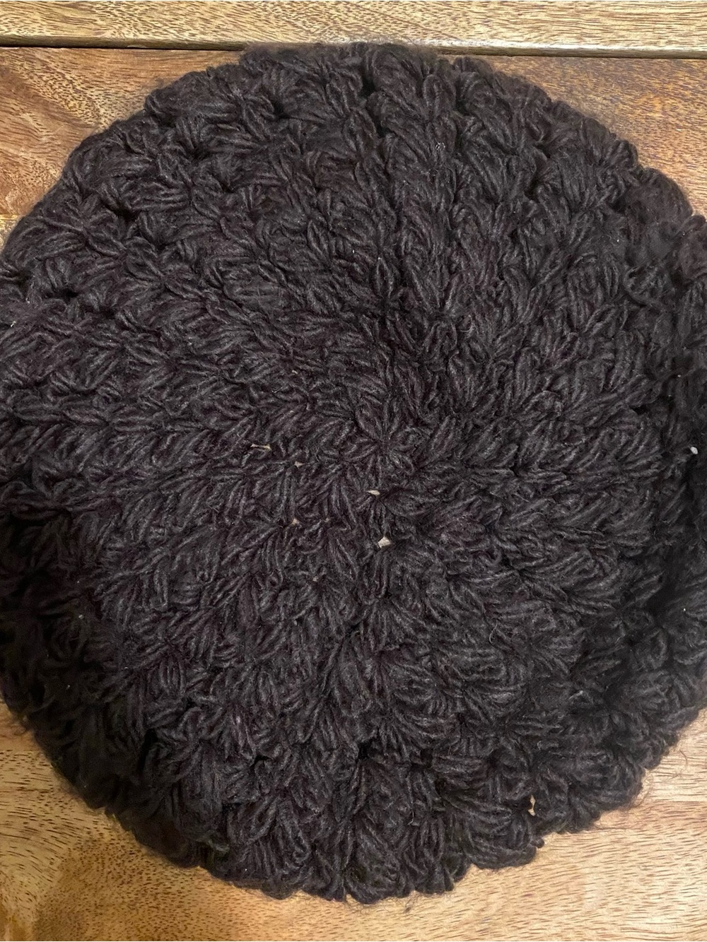 Classic Crochet Knit Beret in Dark Brown